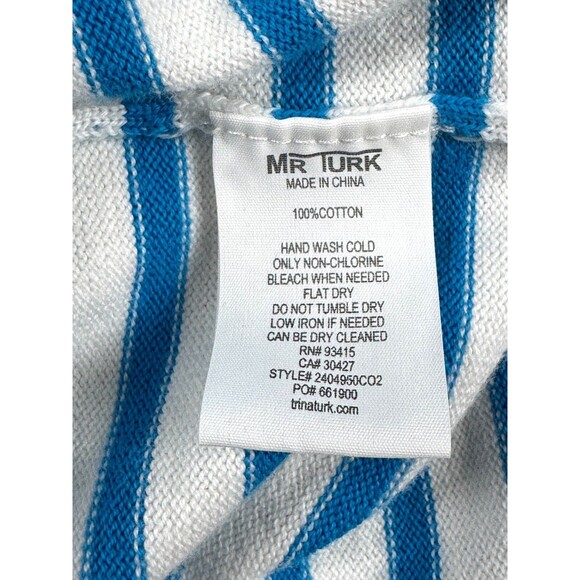 Mr Turk Knit Tee Mens M/L Blue White Striped Crewneck Short Sleeve Resort - Picture 7 of 13